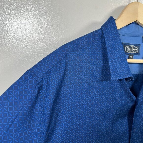 Nat Nast Silk Blend Camp Shirt Size XL Blue Short Sleeve Button Up Rockabilly - Picture 4 of 11
